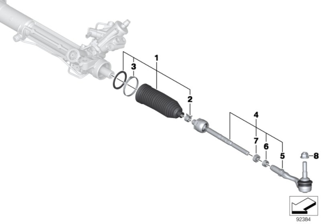 2012 BMW M6  Steering Tie Rod End Left Diagram for 32106784790