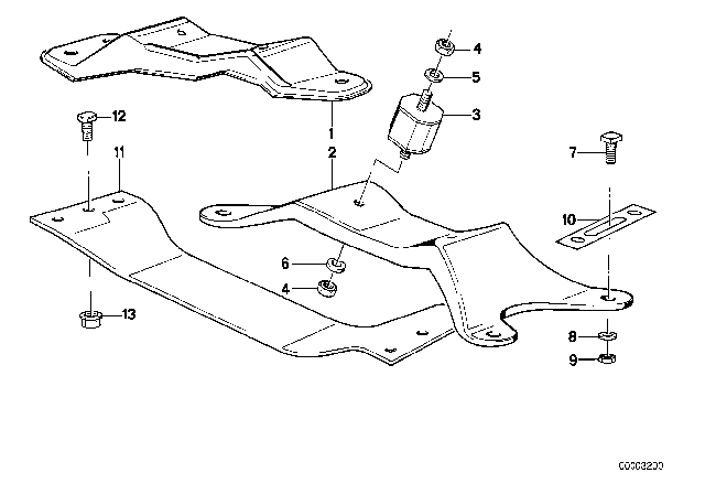 1985 BMW 318i  Cross Member Diagram for 24711129346