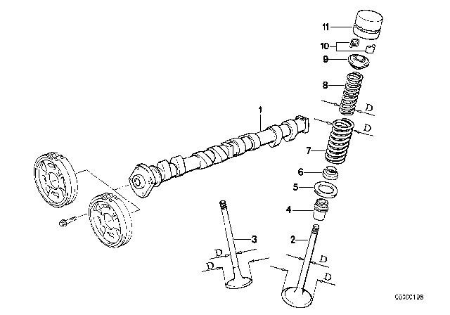 1991 BMW 318i  Inlet Camshaft Diagram for 11311727137