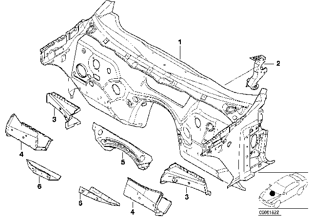 2001 BMW M3  Steering Column Support Diagram for 41138230521