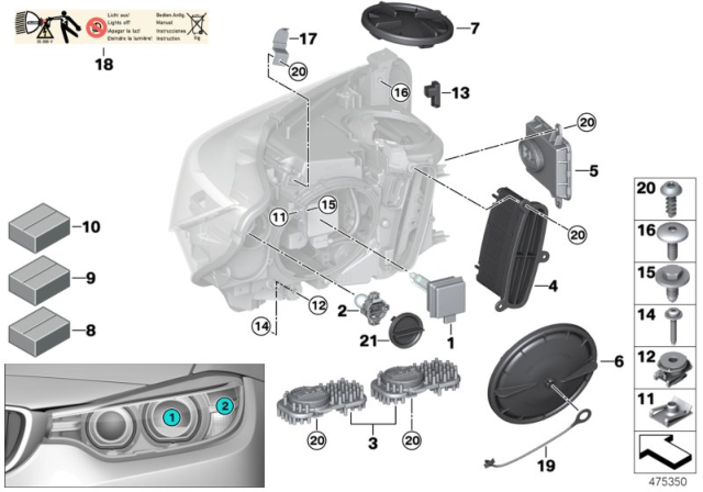 2015 BMW 428i xDrive  Bulb Yellow Diagram for 07119905468