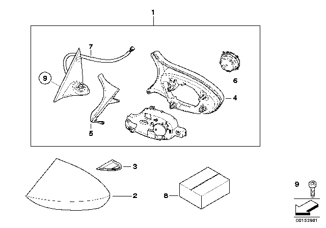 2008 BMW M3 Outside Mirror Heated With Memory, Left Diagram for 51168041911