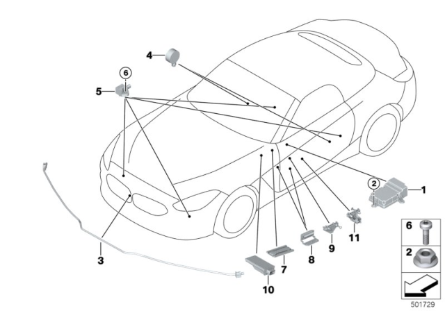 2020 BMW Z4  SENSOR FOR PEDESTRIAN PROTEC Diagram for 65766997029