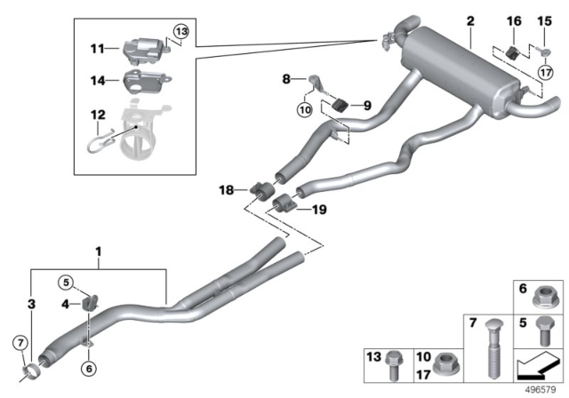 2020 BMW M340i xDrive Muffler Clamp Diagram for 18308635798