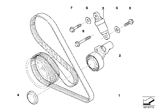 2007 BMW M6  Belt Tensioner Diagram for 11287835417
