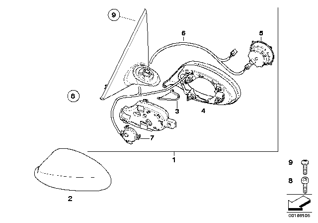 2006 BMW 330i  Wiring Electric.Extension.Mirror Drivers Side Diagram for 67136972538