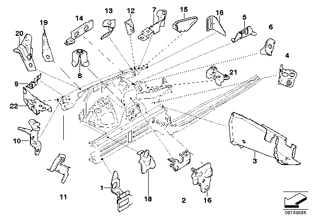 2009 BMW M3  Connector Engine Support/Side Fram, Right Diagram for 41117152266