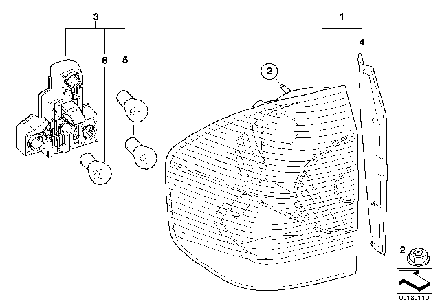 2004 BMW X3  Bulb Socket, Right Diagram for 63213418438