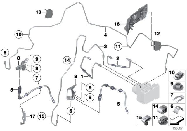 2014 BMW X1 Holder, Brake Hose, Left Diagram for 34306770483