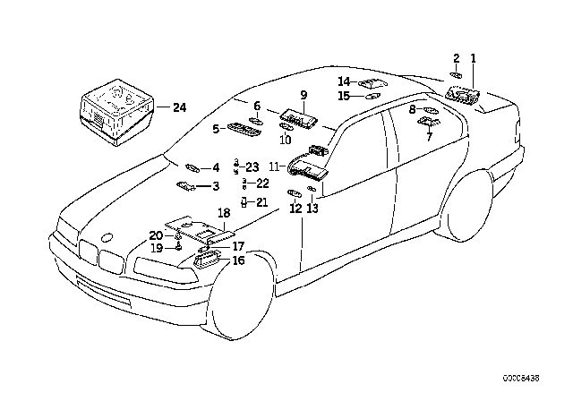 1995 BMW 325i  Bulb Socket Diagram for 64111366170