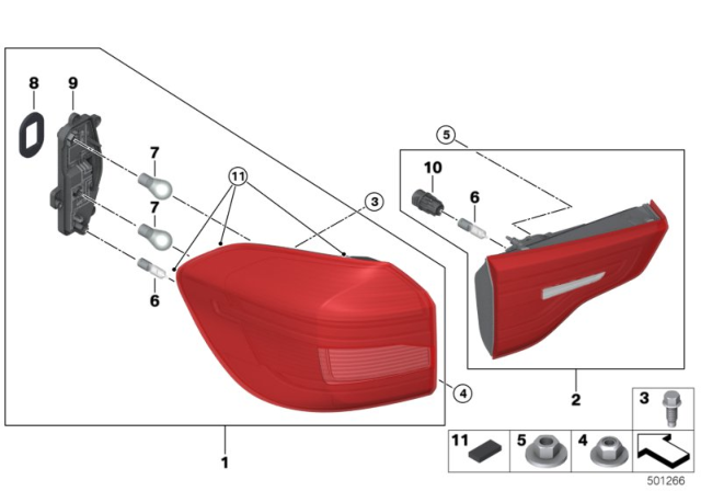 2020 BMW X3 Rear Light In Trunk Lid, Right Diagram for 63217408742