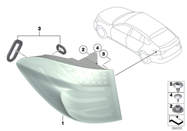 2010 BMW 535i GT  Seals, Rear Light, Side Panel Diagram for 63217210583