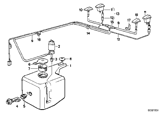 1991 BMW 318is  Cover For Windshield Cleaning Container Diagram for 61667007880