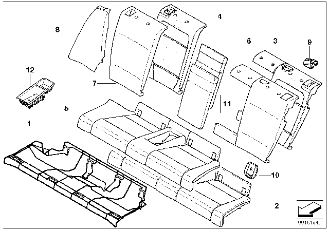 2011 BMW 135i  Right Backrest Upholstery Diagram for 52202996142