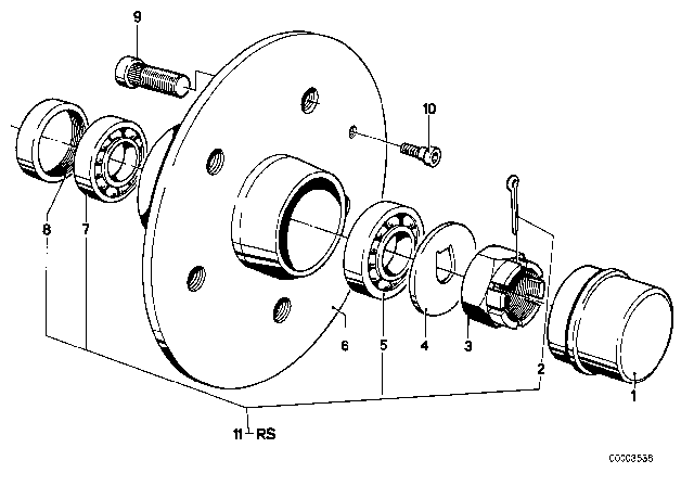 1975 BMW 530i  Wheel Hub Diagram for 31211108379