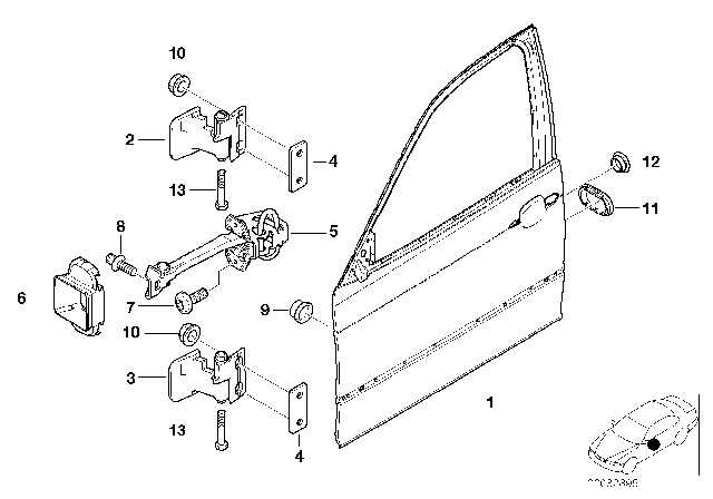 2002 BMW 325i  Front Door Brake Gasket Diagram for 51218208647