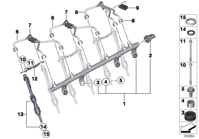 2015 BMW X6  High Pressure Pipe Diagram for 13537576771