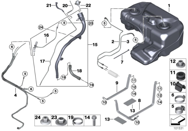 2004 BMW X5  Fuel Return Line Diagram for 16117175084