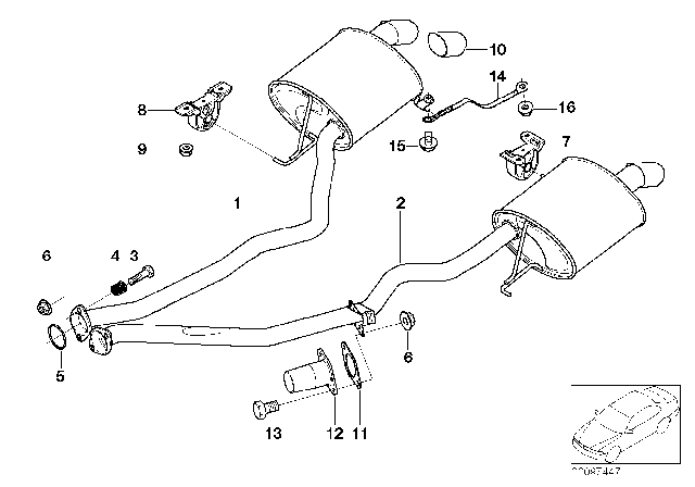 2006 BMW X5  Rear Muffler Right Diagram for 18107502184