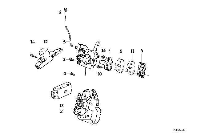 1993 BMW 535i Front Left Door Lock Diagram for 51211944015