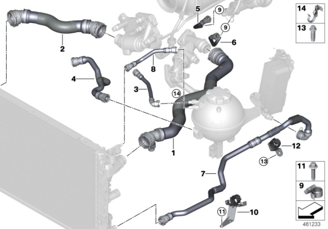 2018 BMW 540d xDrive Expansion Tank Hose Diagram for 17128572908