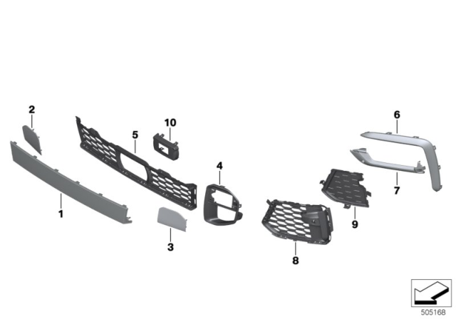 2020 BMW X6  GRILL, CENTER, LOWER, OPEN Diagram for 51118069943