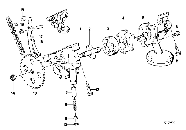 1989 BMW 535i  Oil Pump Cover Diagram for 11411289145