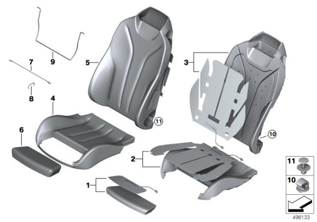 2015 BMW 435i Sports Seat Cover Leather Right Diagram for 52107327574