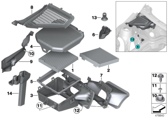 2013 BMW X3 Microfilter (Until 09/13) Diagram for 64312284828