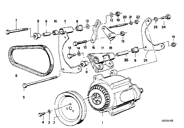 1979 BMW 633CSi  Pulley Diagram for 11721261485
