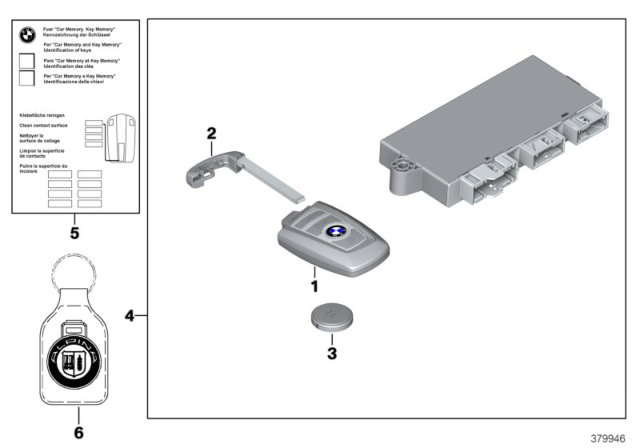 2017 BMW Alpina B6 xDrive Gran Coupe  Set Of Keys With Cas Control Unit Diagram for 51212311085
