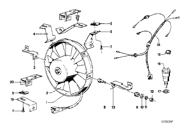1977 BMW 320i  Coupe Sedan Heater Blower Diagram for 17401361556