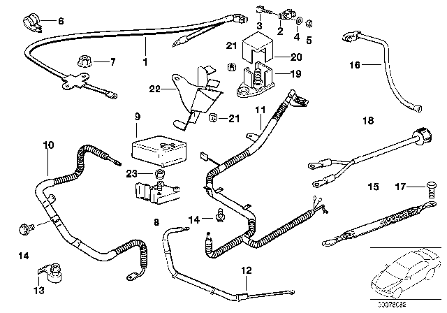 1996 BMW 750iL  Cable Alternator-Starter-Base B Diagram for 12421435323