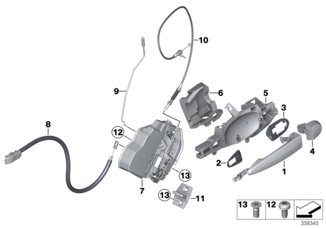 2017 BMW X3 Operating Rod, Door Rear Right Diagram for 51217205834