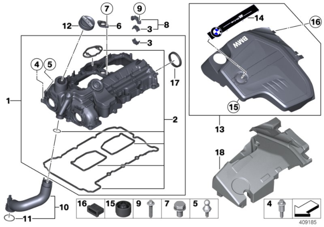 2018 BMW X5  Sealing Cap, Oil Filler Neck Diagram for 11128619360