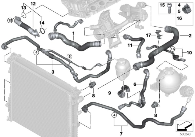2020 BMW X4  HOSE, RADIATOR-ENGINE Diagram for 17128670667