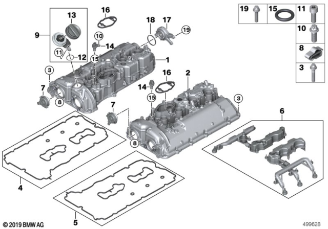 2020 BMW M8  CYLINDER HEAD COVER Diagram for 11128053530
