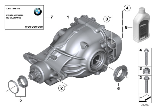 2018 BMW 740e xDrive  Rear Axle Drive Differential Diagram for 33108618720