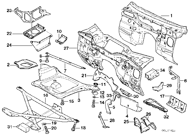 1996 BMW Z3  Upper Battery Closing Panel Diagram for 51718397994
