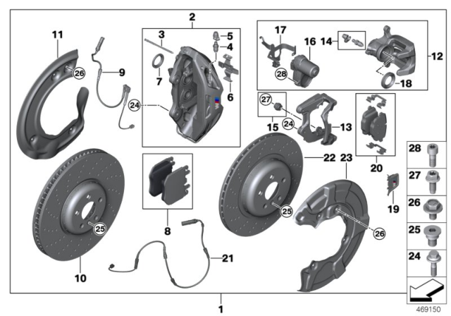 2020 BMW 530i  Brake Disc Ventil.W.Punched Holes Re.Le. Diagram for 34216878179