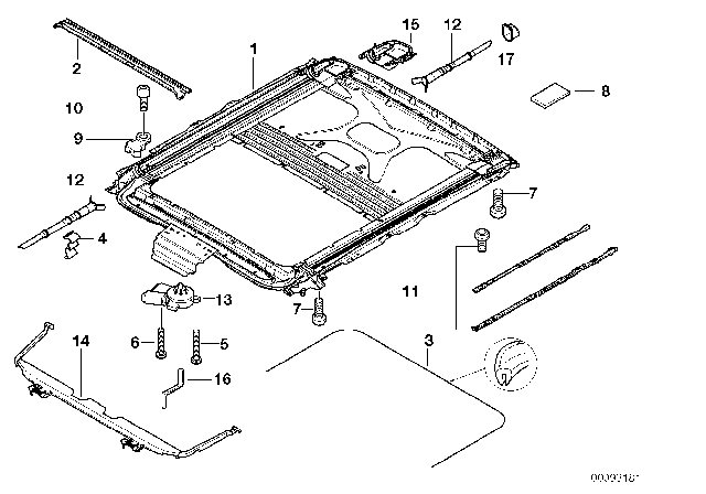 2000 BMW X5  Sliding Piece Left Diagram for 54128202293