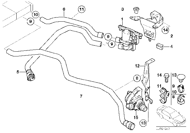 2002 BMW X5 Hose For Water Valve And Radiator Diagram for 64218381385