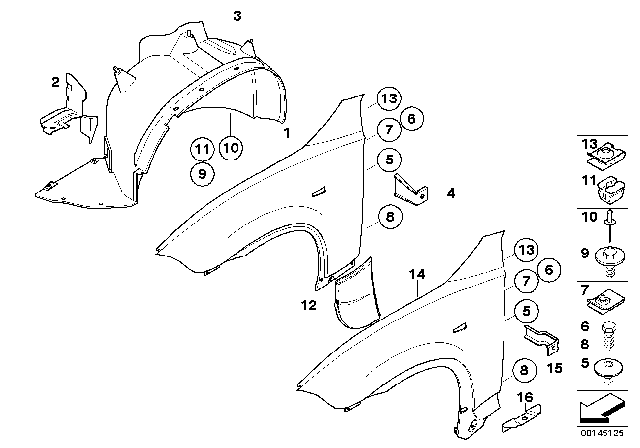 2005 BMW X3  Side Panel, Front Left Diagram for 41353403735