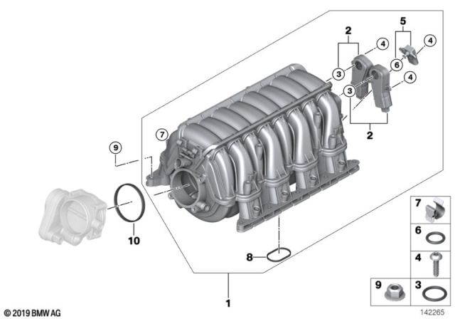 2009 BMW 650i  Intake Manifold System Diagram for 11617531618