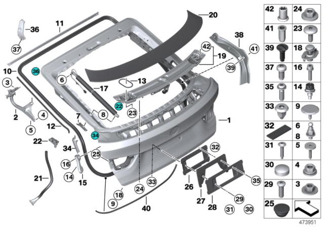 2015 BMW 328i GT  Spoiler Blade Diagram for 51627310752