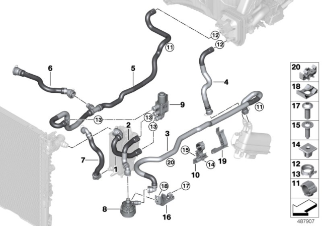 2018 BMW 740e xDrive COOLANT HOSE, SUPPLY 1 Diagram for 64219314672