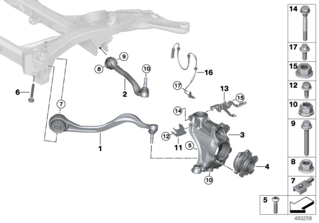 2020 BMW Z4  Control Arm With Rubber Bush Diagram for 31106888153