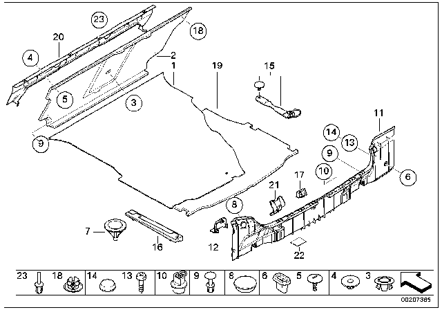 2004 BMW 320i Through-Loading Cross Member Trim Diagram for 51468204266