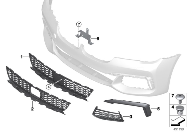 2019 BMW M760i xDrive Grille, Air Inlet, Left Diagram for 51118072613