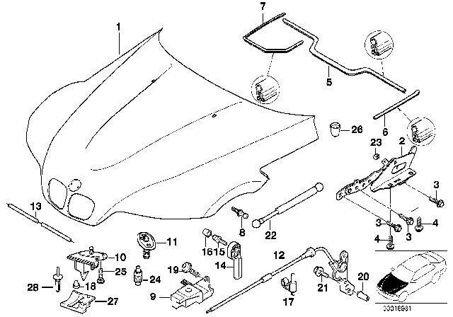 1999 BMW Z3 M  Hood Catch Right Diagram for 51238397693